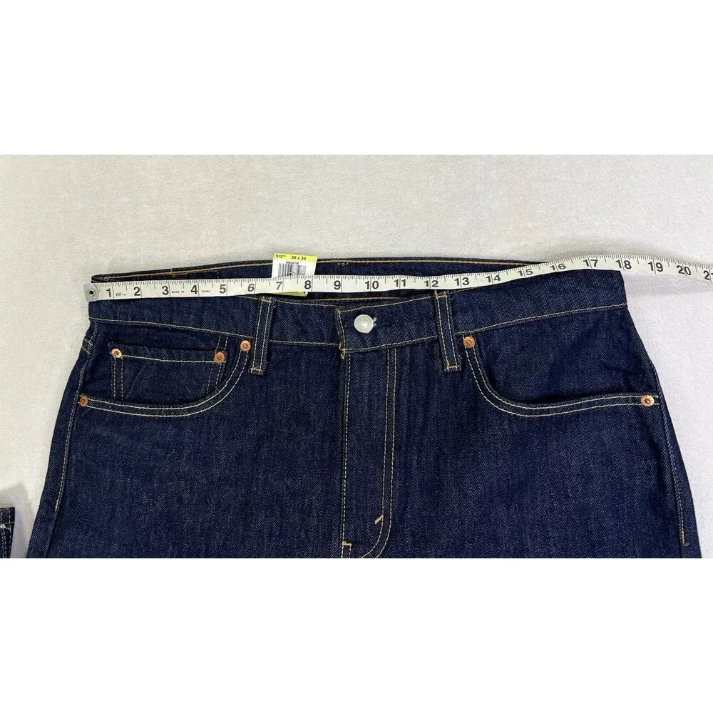 Levis 512 Slim Taper Flex Eco Stretch Denim Dark Blue Mens Size 36x34 New